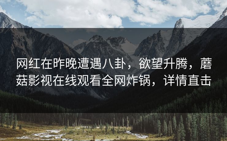 网红在昨晚遭遇八卦，欲望升腾，蘑菇影视在线观看全网炸锅，详情直击