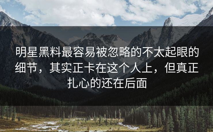 明星黑料最容易被忽略的不太起眼的细节，其实正卡在这个人上，但真正扎心的还在后面