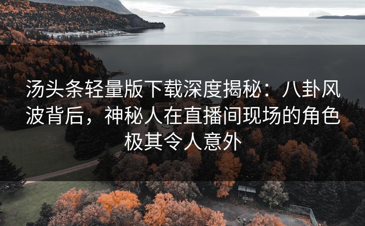 汤头条轻量版下载深度揭秘：八卦风波背后，神秘人在直播间现场的角色极其令人意外