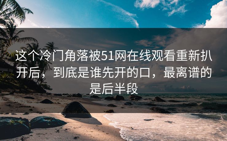 这个冷门角落被51网在线观看重新扒开后，到底是谁先开的口，最离谱的是后半段